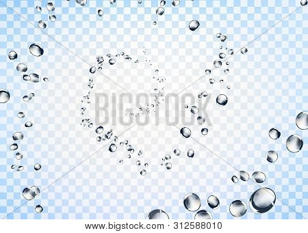 Abstract Water Bubbles, Spiral Rising On A Clear Background.