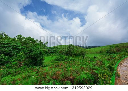 Beautiful Morning View Of Vagamon Meadows And Sky