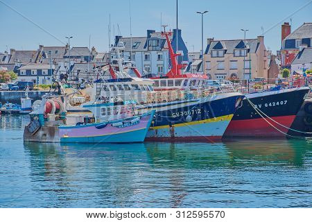 Guilvinec, Brittany, France - July 08, 2019: Fishing Boats In The Harbor Of Guilvinec.