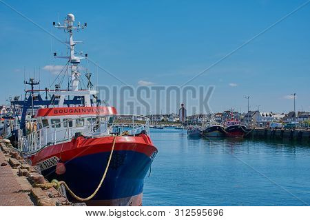 Guilvinec, Brittany, France - July 08, 2019: Fishing Boats In The Harbor Of Guilvinec.