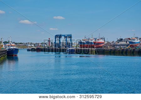 Guilvinec, Brittany, France - July 08, 2019: Fishing Boats In The Harbor Of Guilvinec
