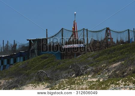 Rough Beach Hide Camp With Nets And Poles, Mossel Bay, South Africa