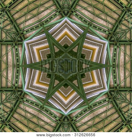 Star Design Made From Green Girders On A Bridge In Southern California