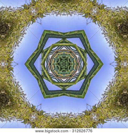 Bridge Looking Through A Kaleidoscope In San Diego California On A Sunny Day With Blue Sky