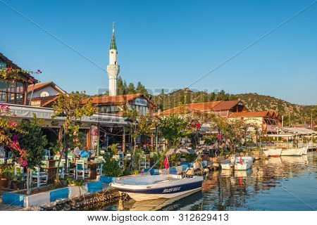 Ucagiz, Turkey - November 3, 2018: Ucagiz village of Kekova on the Lycian way trail in Turkey