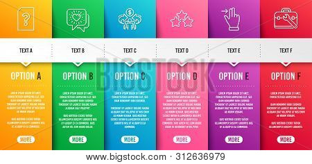 Unknown File, Ranking Stars And Touchscreen Gesture Line Icons Set. Infographic Timeline. Sharing Ec
