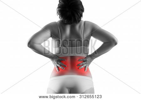 Kidney Stones, Pain In A Woman's Body Isolated On White Background, Chronic Diseases Of The Urinary 