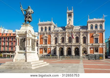 Valladolid,spain - May 13,2019 - View At The Building Of City Hall In Valladolid. Valladolid Is Made
