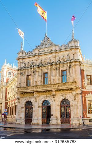 Palencia,spain - May 13,2019 - View At The Provincial Palaco In Palencia. Palencia Is A City In Nort