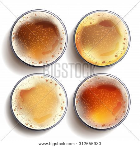 Beer Glass Top View . View From Above. Beer Ads. Brewery Banner Design. Realistic Isolated Illustrat
