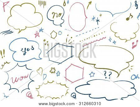 Markup Balloon Icon Set Colorful Drawing Funny