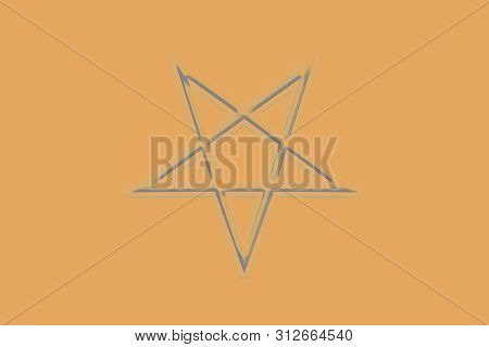 Reversed Pentagram Symbol. Wiccan Symbols- Cross Of Sulfur. Runic Spell Circle. Satanic Sign, Magic 