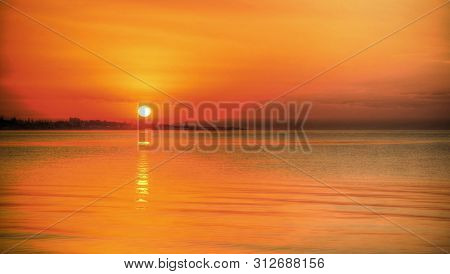 Sunrise Panoramic View To Issyk-kul Lake In Cholpon-ata, Kyrgyzstan