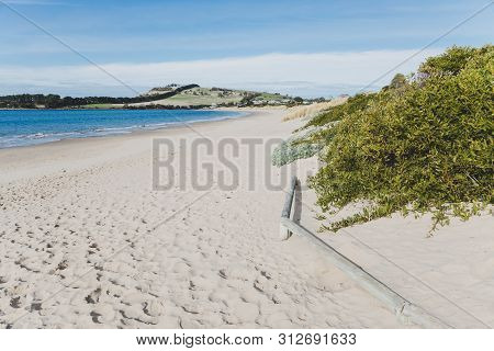 Sunny Australian Beach In Cremorne, Tasmania