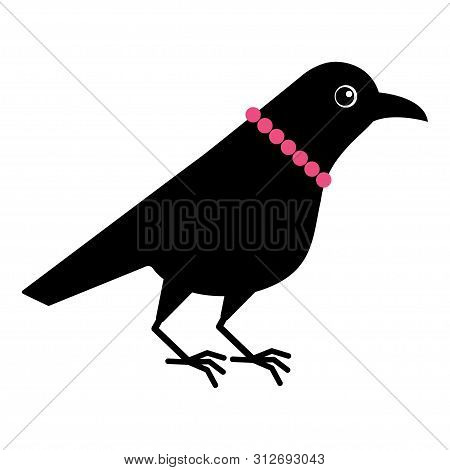 Cute Lady Female Raven Crow Mascot Cartoon Character In Beads