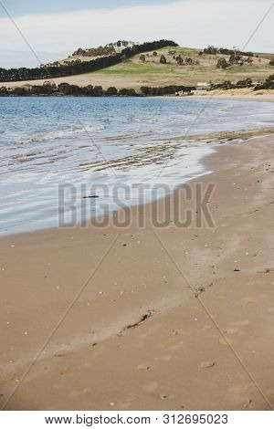 Sunny Australian Beach In Cremorne, Tasmania