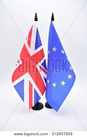 Flags Of The United Kingdom And The European Union Isolated.