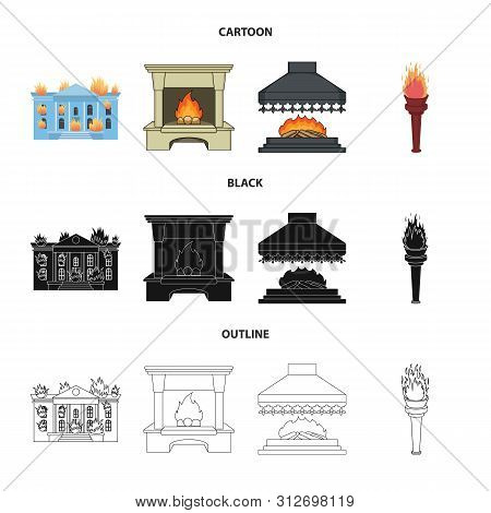 Vector Illustration Of Fire And Flame Icon. Collection Of Fire And Fireball Vector Icon For Stock.