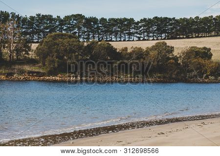 Sunny Australian Beach In Cremorne, Tasmania