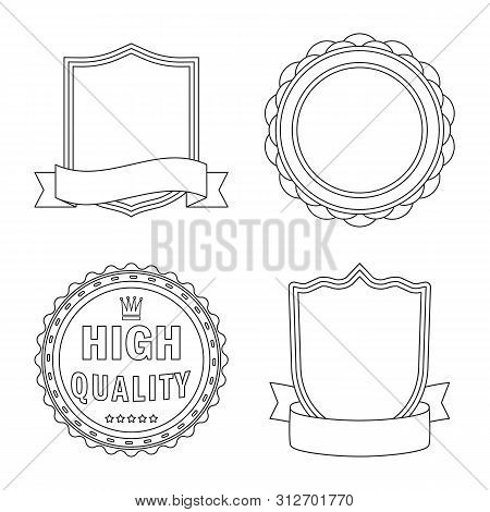 Vector Illustration Of Emblem And Badge Icon. Set Of Emblem And Sticker Vector Icon For Stock.