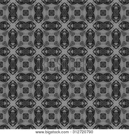 Black And White Checked Allover Seamless Pattern. Hand Drawn Watercolor Ornament. Brilliant Repeatin