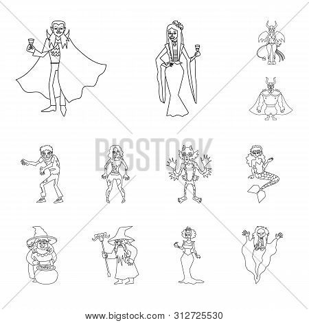 Isolated Object Of Scary And Phantom Icon. Set Of Scary And Horror Stock Vector Illustration.