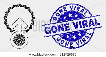 Pixel Insemination Mosaic Icon And Gone Viral Seal Stamp. Blue Vector Round Textured Watermark With 