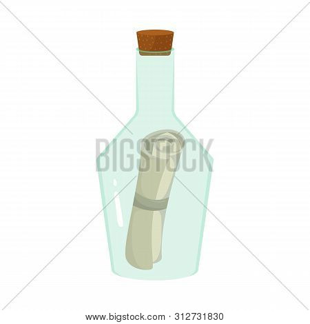 Vector Illustration Of Bottle And Letter Icon. Collection Of Bottle And Scroll Stock Symbol For Web.
