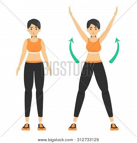 Woman Doing A Jumping Jack Exercise. Warm-up
