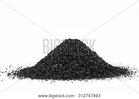 Activated Carbon In The Water Filter Isolated On White Background. Activated Carbon.