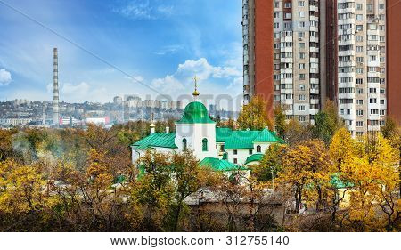 Chisinau, Moldova 21 July 2019: Autumn Panorama Of Chisinau City High-rise Buildings Construction. C