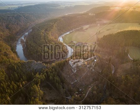 Divci Kamen Is A Ruin Of A Gothic Castle Near The Town Of Kremze In  The Cesky Krumlov District . It