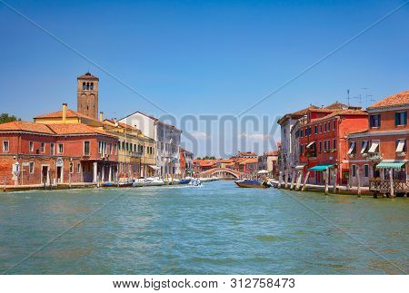 View On Murano Canals In Sunny Day, Venice, Italy