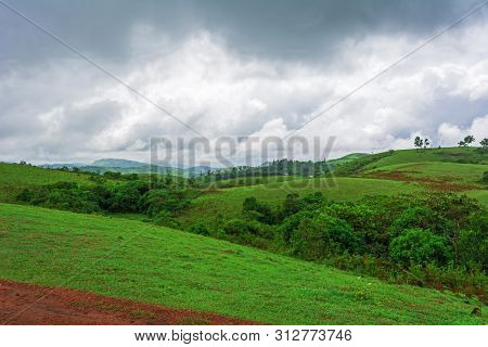 Beautiful Morning View Of Vagamon Meadows And Sky