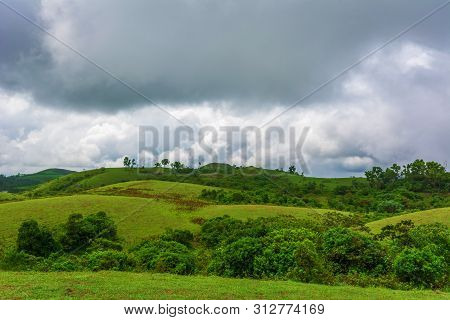 Beautiful Morning View Of Vagamon Meadows And Sky