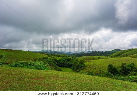 Beautiful Morning View Of Vagamon Meadows And Sky