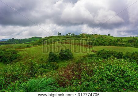 Beautiful Morning View Of Vagamon Meadows And Sky