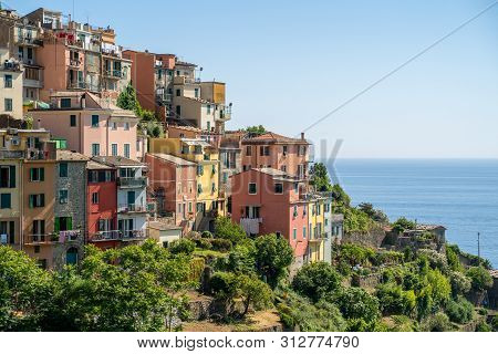Corniglia Town At Cinque Terre, Italy In The Summer
