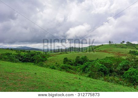 Beautiful Morning View Of Vagamon Meadows And Sky