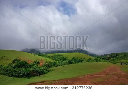 Beautiful Morning View Of Vagamon Meadows And Sky