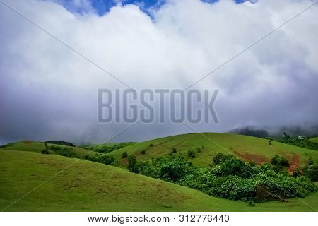 Beautiful Morning View Of Vagamon Meadows And Sky