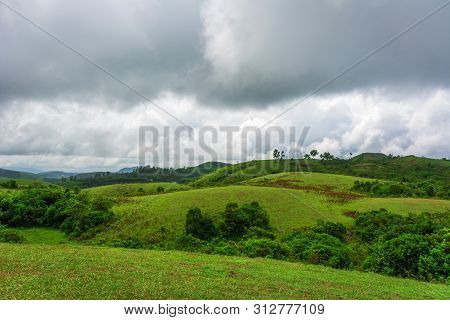 Beautiful Morning View Of Vagamon Meadows And Sky