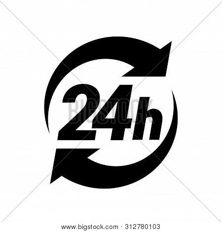 24 Hours Order Execution Or Delivery Service Icons. Vector Illustration