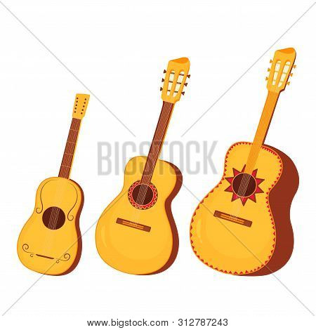 Set Of Traditional Mexican And Spanish Musical Instruments Guitar And Guitarron