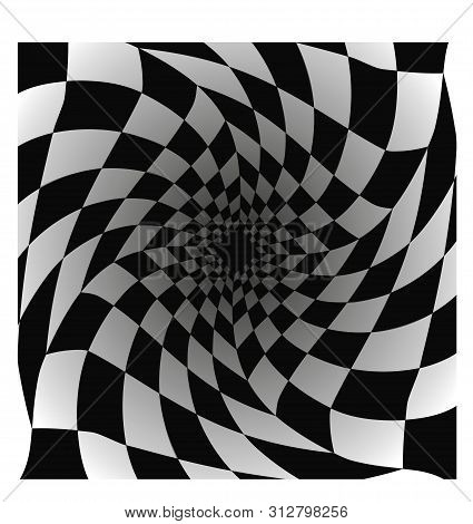 Checkered Pattern With Distortion Effect. Chess Background. Vector Illustration Eps10