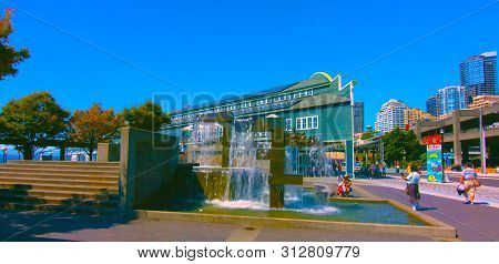 Seattle, Washington, Usa (mai 10, 2019) Downtown Seattle, Downtown Seattle ,downtown Fountain ,very 