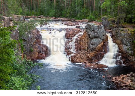 Beautiful Waterfall In Sweden The Brattfallet In Värmland