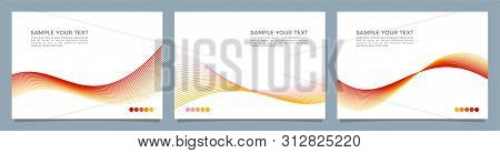 Abstract Vector Background Set, Red, Orange And Yellow Waved Lines For Presentation, Brochure, Websi