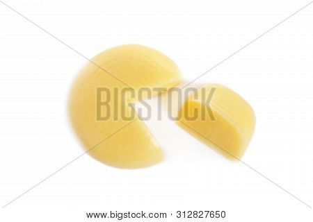 Cut Fresh Delicious Cheese Isolated On White