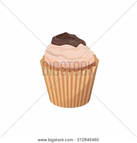Cupcake On White Background. Muffin Vector Illustration